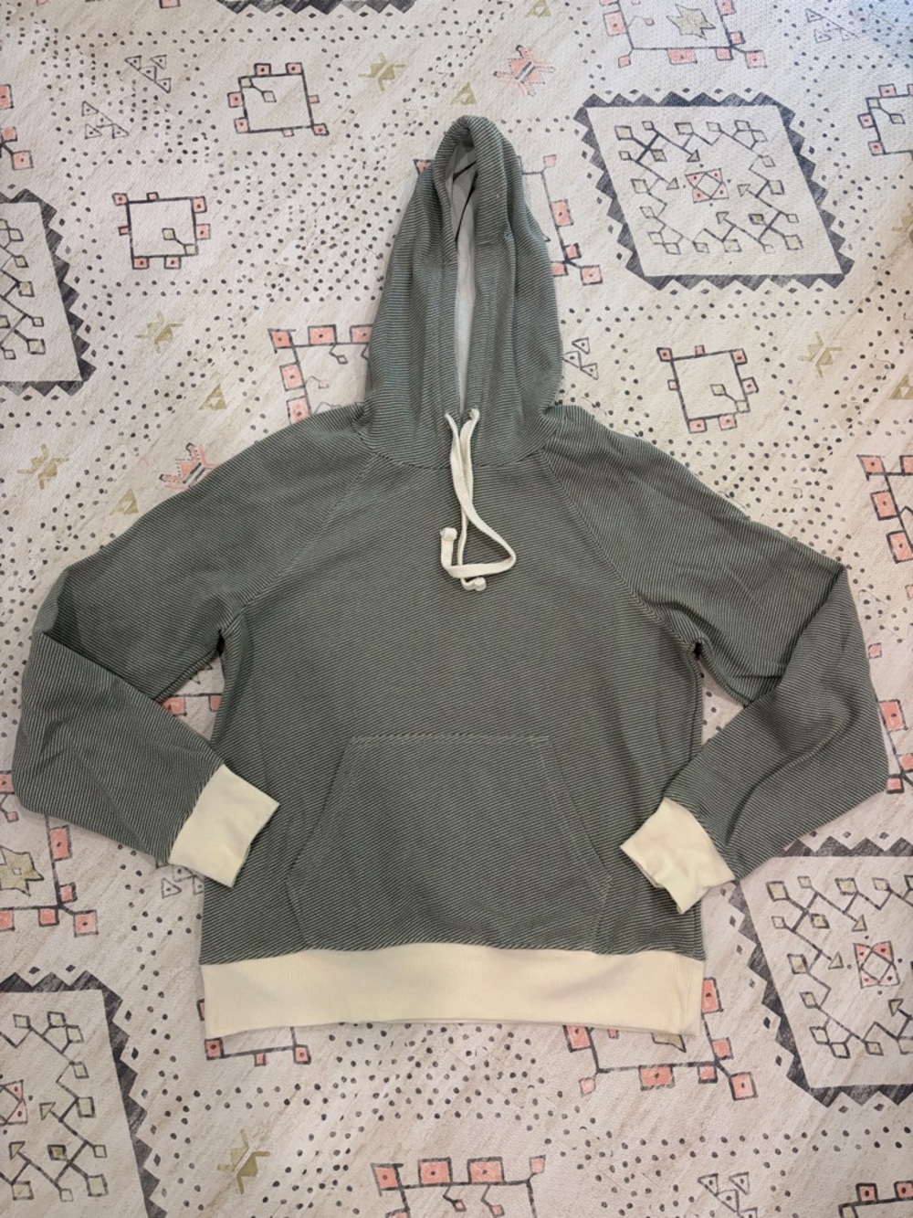 Mia & Tess Green Hooded Pullover with Cream Trim
